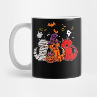 Cute 3 Golden Retriever Mummy Witch Demon Halloween Mug